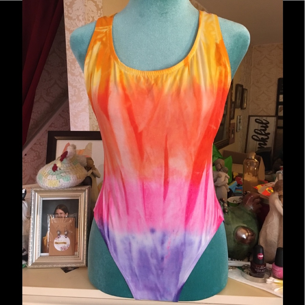 Beautiful Vintage 80’s Tie Dye One Piece Bathing Suit 9/10 Made in USA 🇺🇸